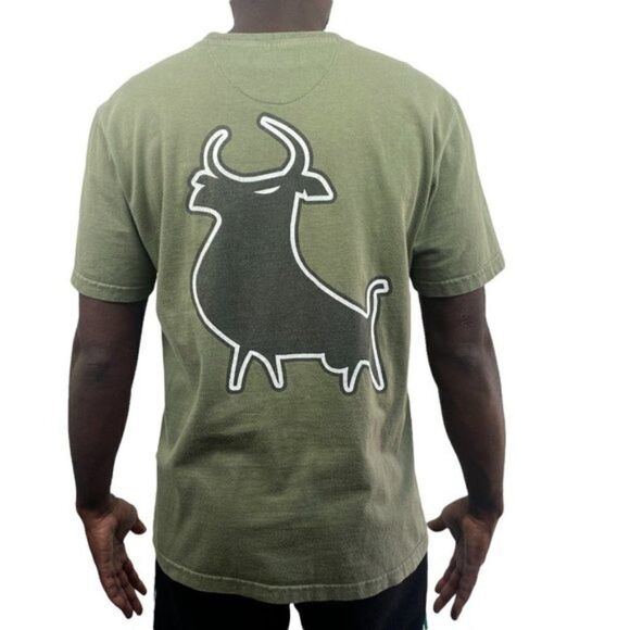 PIEL DE Toro Men's Army Green Logo Short Sleeve Crew Neck T Shirt US M - Picture 2 of 10